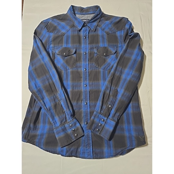 American Eagle Outfitters Other - American Eagle Large Button-Down Long Sleeve Casual Shirt Gray Blue Plaid